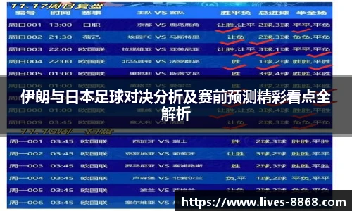 伊朗与日本足球对决分析及赛前预测精彩看点全解析